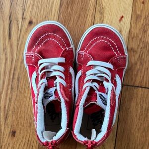 Vans Kids Red and White High-Top Sneakers